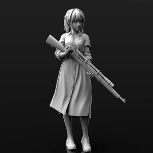 【スケール 1/24】 樹脂 レジン フィギュア キット 銃を持って 逃げる 美少女 未塗装 未組み立て 303rwj