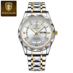 【Gold White】メンズ高品質腕時計 海外人気ブランド Podedagar 防水 カレンダー クォーツ式 モデル615