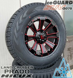 国産スタッドレス ハイラックス サーフ パジェロ 17インチ ヨコハマ アイスガード G075 265/65R17 タイヤホイールセット 1台分 DeathRock