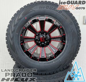 国産スタッドレス 120/150プラド H3 FJクルーザー 17インチ ヨコハマ アイスガード G075 265/70R17 タイヤホイールセット 1台分