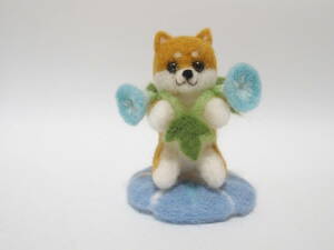 Art hand Auction Handmade [Wool felt Shiba Inu Morning glory], toy, game, stuffed toy, Wool felt