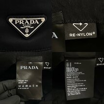 極 美品 希少品 PRADA プラダ 三角ロゴ 金具 ナイロン コットン バケットハット 帽子 サイズM メンズ レディース ブラック 黒 06755_画像2