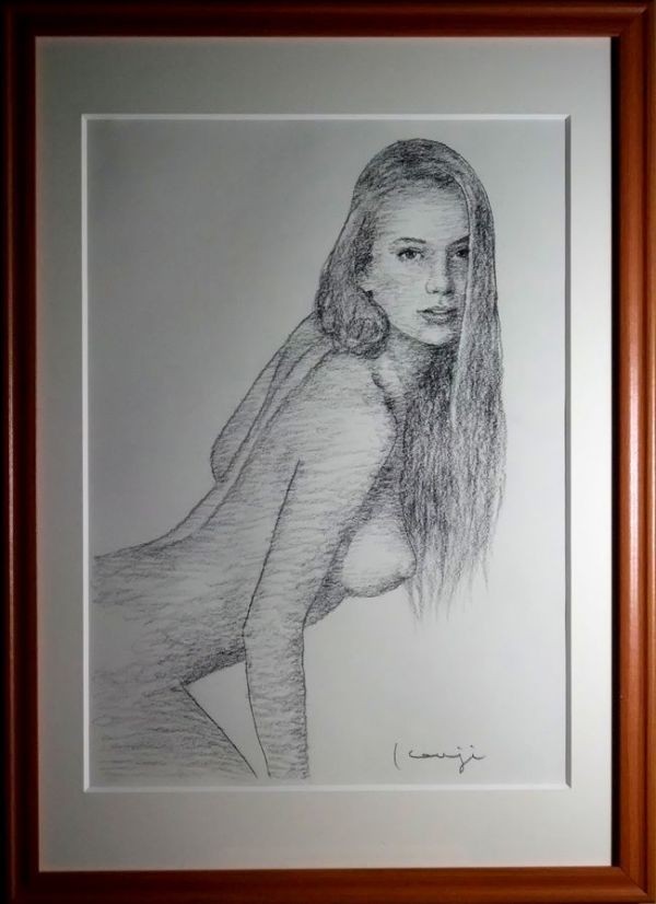 Ilustración original de Kenji Matsubara Chicas 527, obra de arte, cuadro, dibujo a lápiz, dibujo al carbón