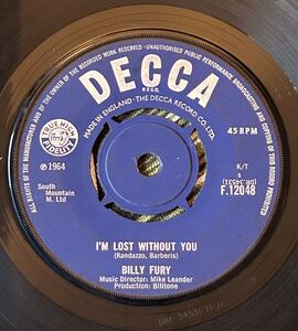 Billy Fury 1964 UK Pressing 7inch I'm Lost Without You .. オールディーズ ロカビリー