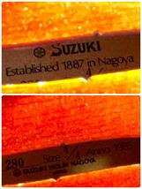 ★美品 SUZUKI バイオリン Established 1887 in Nagoya No.280 size4/4 Anno 1985 SUZUKI VIOLIN NAGOYA ハードケース 中古品 管理I328_画像9