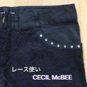 CECIL McBEE レース使い デニムショートパンツ