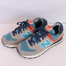 574 ニューバランス 25.0cm/new balance グレー ブルー オレンジ ネイビー 中古 古着 スニーカー メンズ スニーカー yy2157_画像1