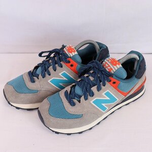 574 ニューバランス 25.0cm/new balance グレー ブルー オレンジ ネイビー 中古 古着 スニーカー メンズ スニーカー yy2157