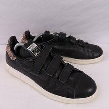 STANSMITH 27.5cm/adidas スタンスミス アディダス スニーカー ベルクロ 黒 ブラック 白 スネーク ヘビ柄 中古 古着 ウイメンズ ad4495_画像6