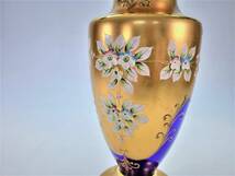 【旧家買取品】 ボヘミアグラス　花瓶　コバルトブルーゴールド花瓶　チェコスロバキア製_画像4