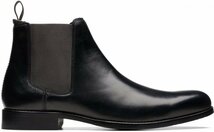 送料無料 CLARKS 26cm チェルシー ブーツ ブラック ビジネス サイド ゴア レザー オフィス スニーカー サンダル スーツ フォーマル XXX115_画像2