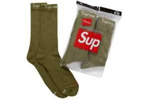 【国内正規保証】Supreme Hanes Crew Socks (4 Pack) Olive シュプリーム ヘインズ クルーソックス オリーブ　靴下