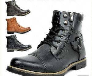 （新品）メンズ靴　ブーツ ショートブーツ ワークブーツ ミリタリーブーツ 　高品質サイドジップ エンジニアブーツ　ブラック