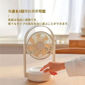 扇風機【卓上&吊り上げ扇風機】キャンプ用ポータブルファンLEDライト&フック付き10000容量バッテリーリモコン付き