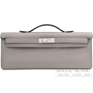  Hermes Kelly cut Gris Asphalt Swift silver metal fittings HERMES handbag clutch bag gray 