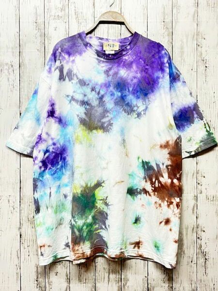タイダイ染め　ビッグシルエット Tシャツ　XLサイズ　ミックス　Hippies DyeHD19-93