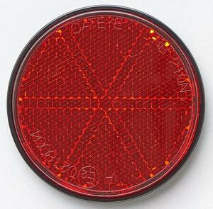 リフレクター　丸型　レッド（赤）　黒ベース　両面テープ固定タイプ　反射板