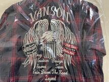 VANSON アメリカンイーグル刺繍 マチ付 半袖 チェック ワークシャツ メンズ バンソン チンストラップ チェックシャツ _画像3