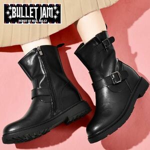 新品送料無料♪超人気 インヒール エンジニアブーツ ショート 黒ブーツ BOOT