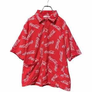90s 80s アロハシャツ ハワイアンシャツ 半袖シャツ アメカジ　コカコーラ 総柄　レイヤード