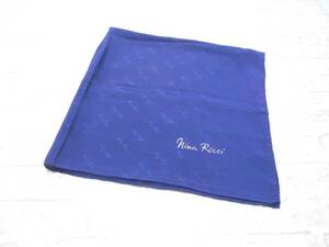 ( postage included! ) Nina Ricci Nina Ricci royal blue Logo Jaguar do silk large size scarf ( blue silk 100% accessory accessory on goods 