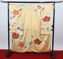 振袖 成人式 結婚式 唐草 花 可愛い 身丈152cm 裄丈65cm ★着物 f-626 桜庭呉服店_画像1