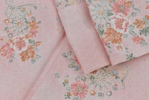 小紋 着物 花 亀甲 桃色 可愛い おしゃれ 身丈152cm 裄丈65.5cm　★ kb-4932 桜庭呉服店