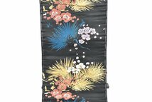 名古屋帯 アンティーク 黒色 花 おしゃれ 帯丈332cm ★着物屋 ne-4523 桜庭呉服店_画像5