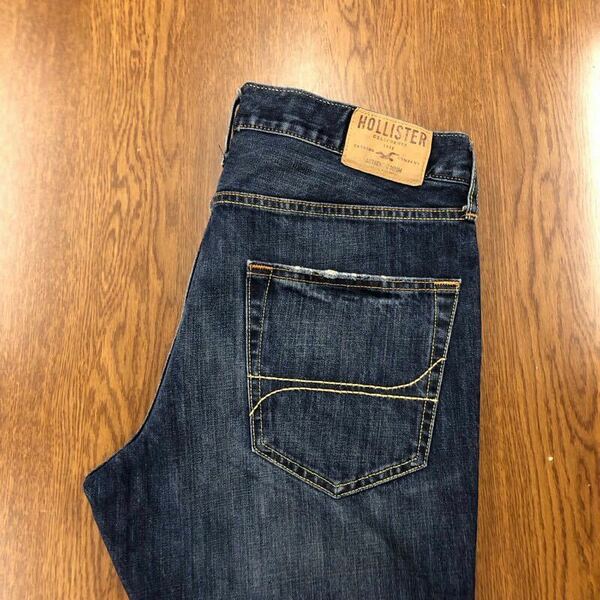 【EH287】HOLLISTER W33 L32 色落ち加工 ダメージ加工 ジーンズ ジーパン デニムパンツ メンズブランド古着 ホリスター 送料無料