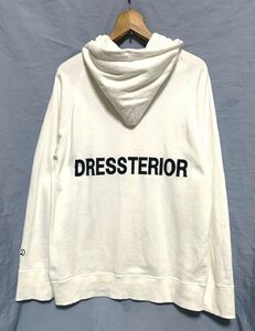 ★美品　DRESSTERIOR ドレステリア メンズ　プレスコットン バックプリントパーカー ホワイト L