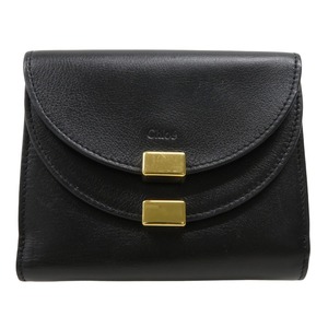 CHLOE クロエ GEORGIA ジョージア ダブルフラップ 二つ折り財布 ブラック系 [240001838722] レディース