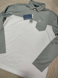  new goods regular price 17600 Munsingwear Munsingwear polo-shirt with long sleeves LL gray white men's Golf 