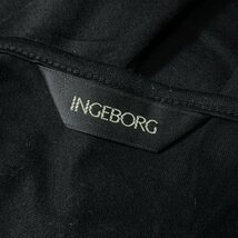 【美品！】インゲボルグ INGEBORG★レイヤード風♪大人可愛いモノクロ調ローズ柄 チュニック カットソー 黒×白系 着回し力抜群 z3826_画像6