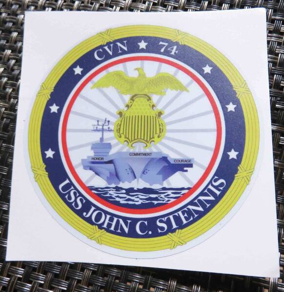STデカ鷲空母 円型◆NM新品アメリカ ジョン・C・ステニス USS John C. Stennis, CVN-74 アメリカ 航空母艦 激渋ステッカー シール