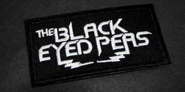 黒白BEP長方形▲英語ロゴ◆新品ブラック・アイド・ピーズThe Black Eyed Peas　アメリカ　ヒップホップ　刺繍ワッペン■ミュージック 音楽