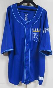 B海外2XL青KC王冠Dynasty■MLBカンザスシティ・ロイヤルズ Kansas City Royals刺繍ユニフォーム■野球ベースボール ■メジャーリーグ◆応援