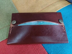  tissue case cow leather leather adzuki bean color hand made 