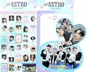 ASTRO アストロ K-POP グッズ レターセット 27点セット (記念切手 スタンプ ステッカー 24点 + 便箋3枚)