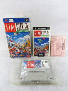 初期動作OK/端子清掃済み/起動画面写真有り【SFC スーファミ ソフト SIM CITY Jr. シムシティジュニア 箱・説明書等有り】イマジニア