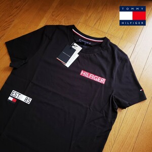 【新品】トミーヒルフィガー Mサイズ ラベルロゴ Tシャツ ブラック TOMMY HILFIGER