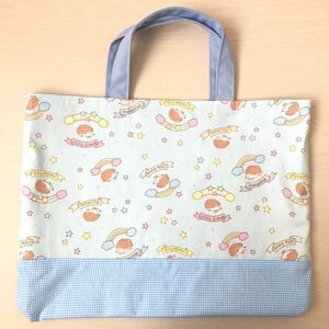 【ハリネズミ柄レッスンバッグ】★裏布・マチあり★ハンドメイド　通園通学バッグ　入園入学準備　手提げカバン　トートバッグ　