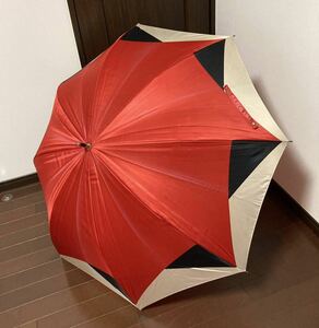 ヴィンテージ ジバンシイ　赤い幾何学模様の傘　ジャンク品　　送料無料