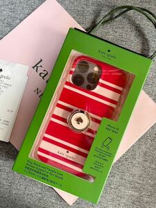  Kate Spade iPhone case 14Pro maxse- ring stripe van car ring attaching 