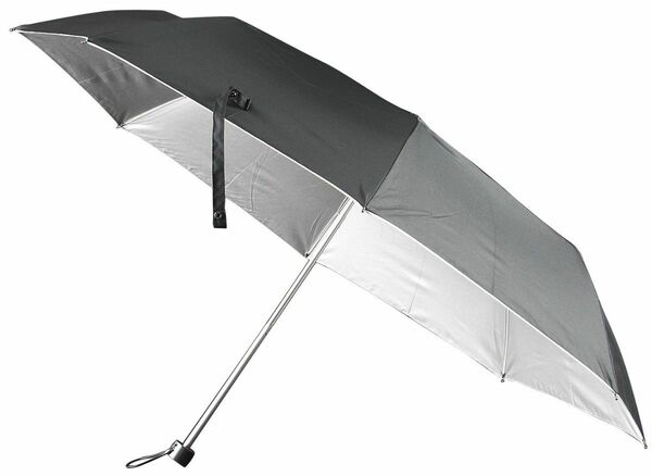 紳士用 UVカット率99%生地使用 晴雨兼用傘 軽量楽々ミニ折畳傘 黒(裏シルバ
