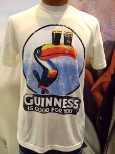 GUINNESS/ギネス USED加工プリント 半袖 Tシャツ IVORY M 新品/希少/ゆったり目/快適/リラックス/アウトドア/ストリート/アメカジ/お買得