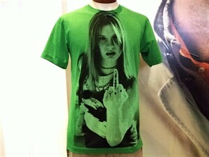 【FUCK YOU GIRL】ユーズド加工プリント 半袖Tシャツ GREEN M 新品/希少/ゆったり目/快適/リラックス/アウトドア/ストリート/アメカジ/買得