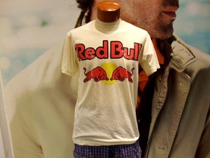 Red Bull ユーズド加工プリント 半袖 Tシャツ IVORY M 新品/希少/ゆったり目/リラックス/アウトドア/ストリート/アメカジ/スポーツ/お買得