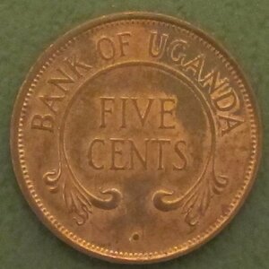 （C-162)ウガンダ　5セント銅貨 1966年　