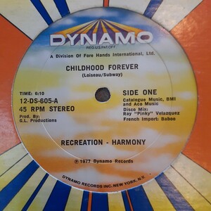 RECREATION-HARMONY (L.E.B. HARMONY)/ CHILDHOOD FOREVER / KID'S DANCE /12インチ,DISCO BREAK