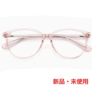 ブルーライトブロックメガネ レトロ 目疲れ防止 フェイクメガネフレーム ピンク